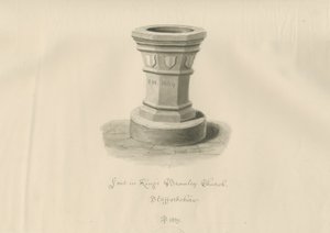 Font in Kings Bromley Church by John Buckler