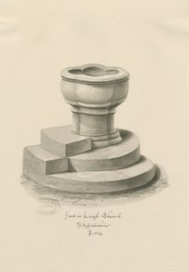 Font in Leigh Church by John Buckler