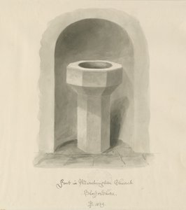Font in Marchington Church by John Buckler