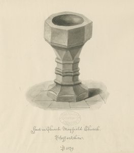 Font in Mayfield Church by John Buckler