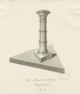 Font in Mucklestone Church by John Buckler