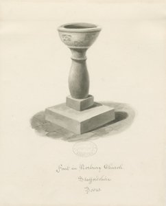 Font in Norbury Church by John Buckler