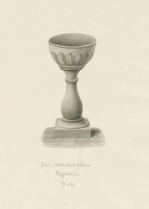 Font in Patshull Church by John Buckler
