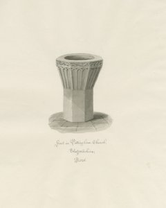Font in Pattingham Church by John Buckler