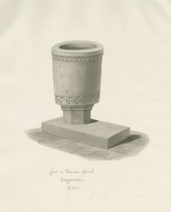 Font in Standon Church by John Buckler
