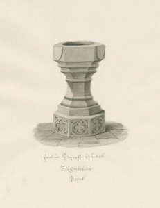 Font in Trysull Church by John Buckler