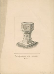 Lancashire - Waddington Church - Font by John Buckler