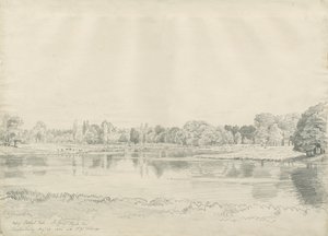 Patshull House - Park and Pool: pencil drawing