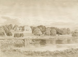 Patshull House: sepia wash drawing by John Buckler
