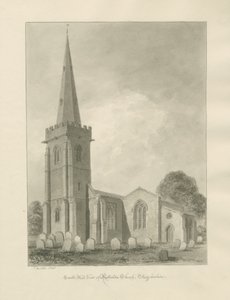 Rolleston Church: sepia drawing by John Buckler