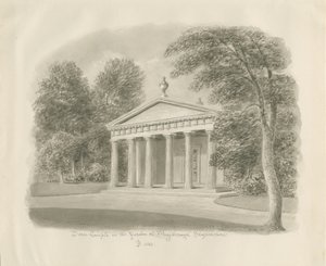 Shugborough - Doric Temple (Sepia Drawing, 1842) by John Buckler