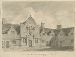 Stafford - Alms Houses: Sepia Drawing by John Buckler