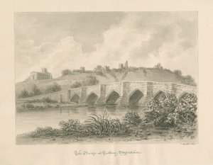Tutbury Castle, Church and Bridge by John Buckler