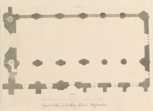 Tutbury Priory Church - Plan by John Buckler