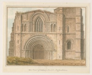Tutbury Priory Church - West Front (watercolour painting, 1813)