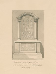 Westmorland - Appleby Church - Monument to Lady Anne Clifford: sepia drawing, 1800 by John Buckler