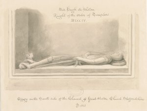 Weston-under-Lizard Church - Effigy of Sir Hugh de Weston, 1842 by John Buckler