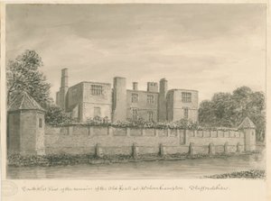 Wolverhampton - The Old Hall (sepia drawing, 1837) by John Buckler