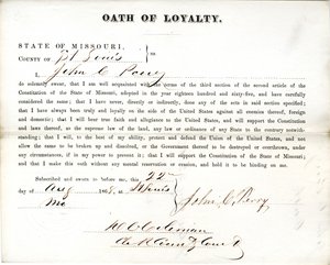 Loyalty oath of John C. Perry of Missouri, County of St. Louis by John C. Perry