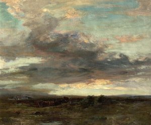 The Argyllshire Moor, Scotland, Sunset by John Campbell Mitchell