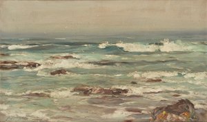 Waves Breaking on a Deserted Coastline by John Campbell Mitchell