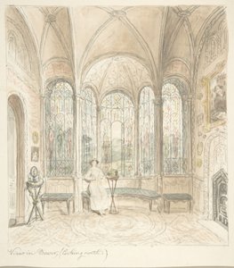 Lea Castle, Worcestershire, View in Bower, looking North by John Carter.