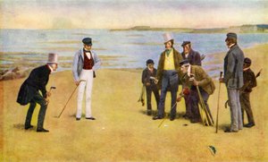 The Stymie, a foursome playing golf at North Berwick by John Charles (after) Dollman