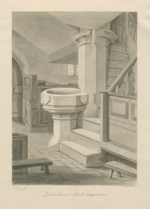 Font in Cannock Church by John Chessell Buckler