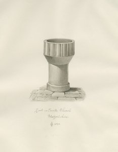 Font in Enville Church by John Chessell Buckler