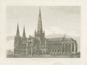 Lichfield Cathedral - South East View (engraving) by John Chessell Buckler