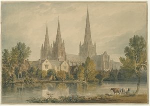Lichfield Cathedral - South West View by John Chessell Buckler