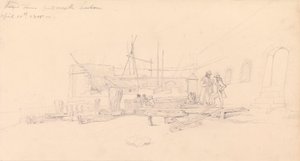Drawing of Round Tower, Portsmouth Harbour by John Christian Schetky