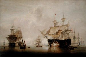 Warships Drying their Sails by John Christian Schetky