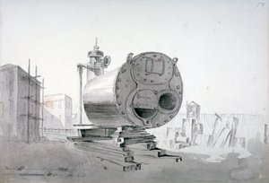Steam machine, New Road, Islington, London by John Claude Nattes