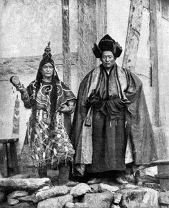 Lamist Priests of Sikkim Wearing Robes, Talung Monastery, India