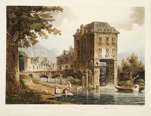 Mill at Charenton, illustration from Versailles, Paris and Saint Denis, pub. 1807 by John Claude after Nattes