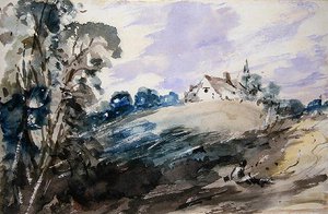 A Cottage on a High Bank by John Constable