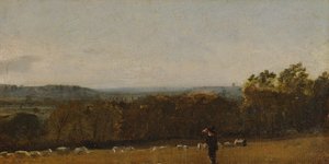 A Shepherd in a Landscape looking across Dedham Vale towards Langham, ca. 1811