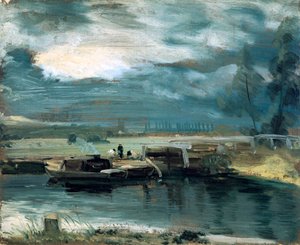 Barges on the Stour, with Dedham Church in the Distance by John Constable
