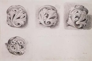 Corbels in Solihull Church, Warwickshire by John Constable