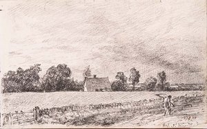 Cottages and Road, East Bergholt by John Constable