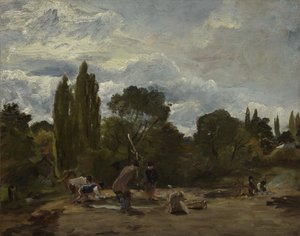 Flailing Turnip-heads, East Bergholt by John Constable