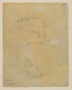 Woman seated, with a dog at her feet, verso by John Constable