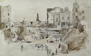 Construction of the London and Birmingham Railway, c.1835 by John Cooke Bourne