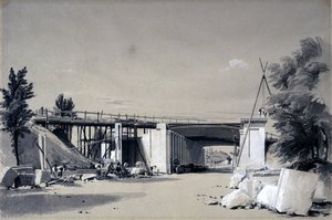 Denbigh Hall Bridge from the Road, 25th June 1837 by John Cooke Bourne
