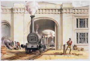 Entrance to the Locomotive Engine House, Camden Town, London by John Cooke Bourne