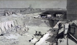 Hampstead Road Bridge, from the Camden side, 16th August 1836 by John Cooke Bourne
