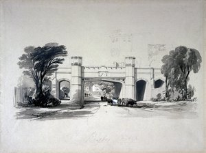 Rugby railway bridges as seen from the road, Warwickshire, April 1839 by John Cooke Bourne