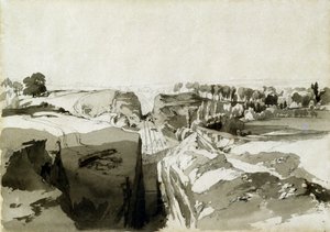 View from the top of the tunnel, Linslade, Buckinghamshire, 12th October 1837 by John Cooke Bourne