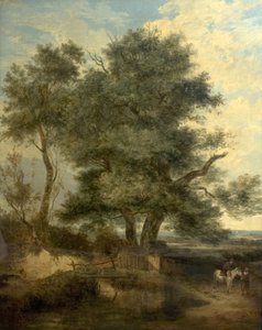 Trees by a Brook (The Willow Tree, a Horseman and a Woman on a Road)
